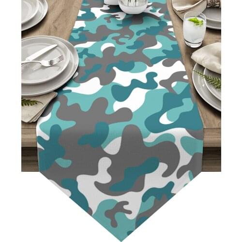 Aqua Camouflage Abstract Table Runners Home Dining Coffee Table Decor Table Cloth Wedding Decoration Table Cover