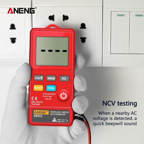 ANENG AN302 true rms digital multimeter tester 8000 Counts A multimetro transistor testers banana aligator peak cable meter