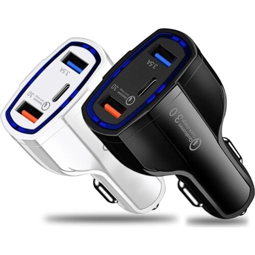 QC 3.0 Car Charger double USB Type C Charger Phone Quick charge 3.0 fast charging for Samsung S9 Huawei XIAOMI Car Lighter Slot