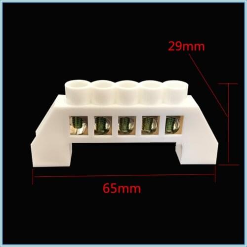 White Screw Brass terminal block Earth And Neutral block with 5 Pole