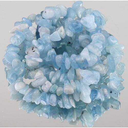 5-8mm Natural Irregular Aquamarines Stone Freeform Chips Gravel Beads For Jewelry Making DIY Energy Bracelet Necklace 33“inches