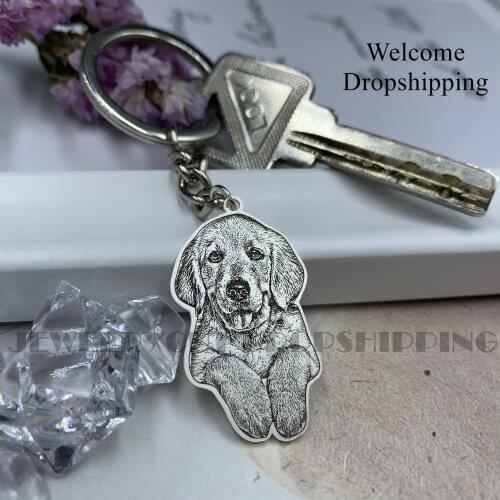 Custom Pet Keychain Photo Personalized Pet Keychain Photo Custom Keychain Pet necklace Memory Jewelry Engrave gift