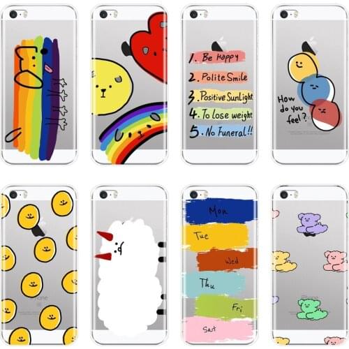 Rainbow Dog Cute Cartoon Funny Text Back Cover For iPhone 5C 5S SE 5 S Soft Silicone Phone Case For iPhone 4S 4 S Case