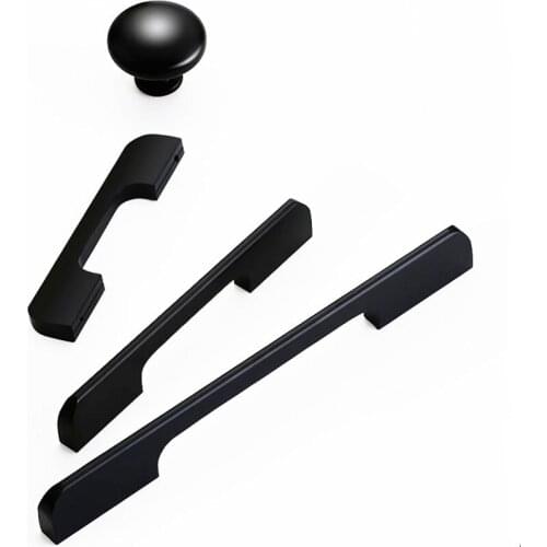 Black Cupboard Handle Brushed Stainless Steel Kitchen Cabinet Door Knob Furniture Drawer Pull Hardware Pulls Bar Handle