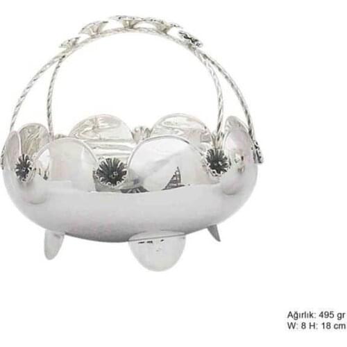 Floral Motif Silver Basket