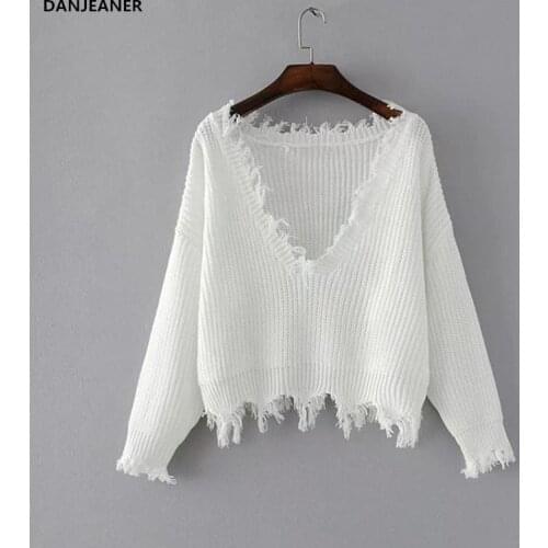 Женские пуловеры с V-образным вырезом DANJEANER China At AliExpress