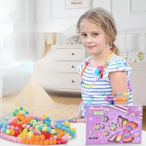 Children DIY Bracelet Necklace Jewelry Making Handicrafts Acrylic Plastic Beads Toy With Kit Box Set For Women Girls
