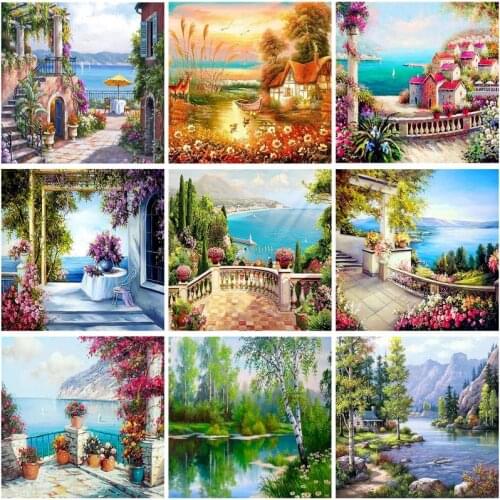 DIY new product 5D diamond painting house, landscape square round rhinestone home decoration gift