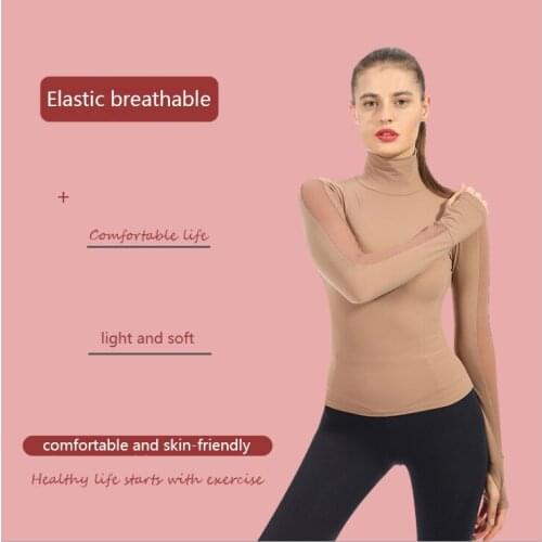 European and American Yoga Clothes Female Long-Sleeved Autumn Winter Models High-Necked Tight Sports Shirt