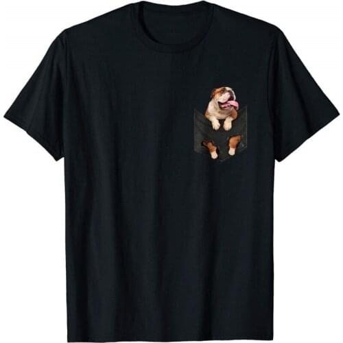 English Bulldog In Your Front Pocket T Shirt Dog Animals Tshirt New Fashion O-Neck Men T-shirt Funny Tees Hip Hop T Shirt