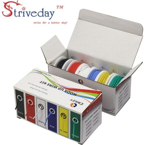 30AWG 60m/box Flexible Silicone Rubber Cable Wire stranded wires Tinned Copper line Kit mix 6 Colors Electrical Wire DIY