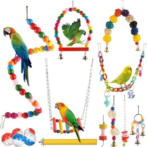 15 Packs Bird Parrot Toys, Bird Toys Parrot Swing Toys, Hammock Chewing Hanging Bell Pet Birds Cage Toys for Parrots