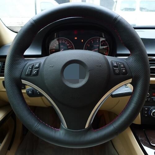 Black Artificial Leather Hand sewing Car Steering Wheel Cover for BMW 335i 330i 325i 320i E90 E87 120i 130i 120d car Accessories