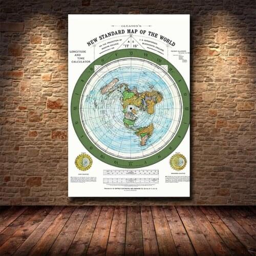World Map Flat Earth Movie Canvas Paintings Posters HD Print Wall Art Pictures for Living Room Collection Modern Home Decor