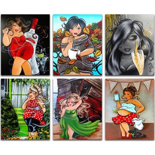 Women full diamond painting fat lady rhinestone embroidery picture beauty girls diamond dotz toys mosaic art wall sticker decor