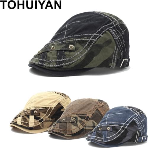 Classic Camouflage Newsboy Caps For Men Casual Boinas Golf Hats Outdoor Retro Baker Boy Hat Male Adjustable Cabbie Cap Man Hats