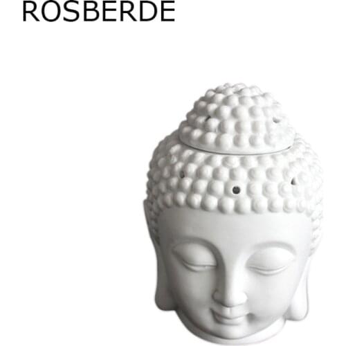 Ceramic Buddha statue oil burner candle lamp head censer home decor miniatures aroma burner btransparent white porcelain censer