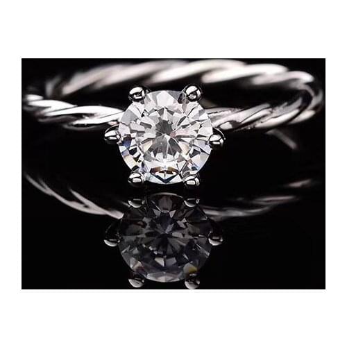 Silver ring set vines classic six claw ring 1.00ct moissanite 925 silver jewelry sterling silver rings wedding rings