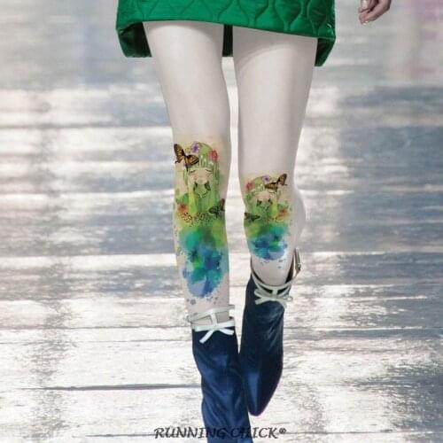 Girl Color Drop Leg Print Pantyhose