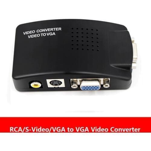 TV to PC Composite RCA/S-Video to VGA Video Converter Box HD Video and Audio Adapter Converter Wide Screen for DVD DVR VCR Moni