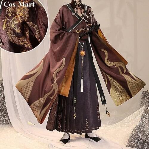 Hot Game Genshin Impact Zhongli Cosplay Costume Handsome Retro Style Uniforms Full Set Male Activity Party Role Play Clothing