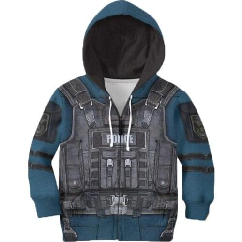 PLstar Cosmos Parent-child Cosplay Army police uniform costumes Kids 3D printed Hoodie Summer Family shirts custom sweatshirt