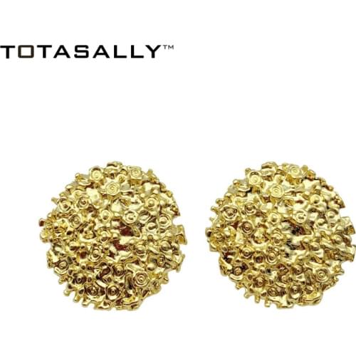 TOTASALLY Fashion Metal Style Irregular Stud Earrings womens simple geometric Golden Color circle Earrings DropShipping Jewelry