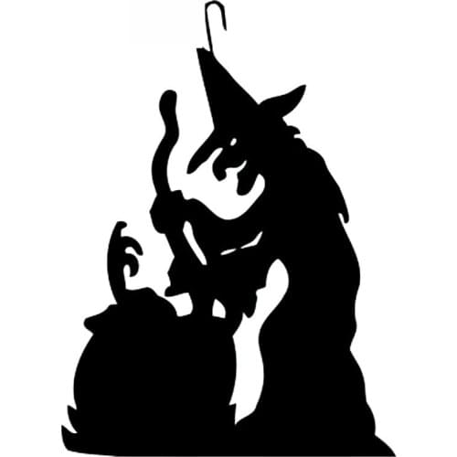 Cartoon Funny Witch Pot Pattern Decals Exquisite Car Window Decoration Personality Pvc Waterproof Decals Black/white, 16cm*12cm