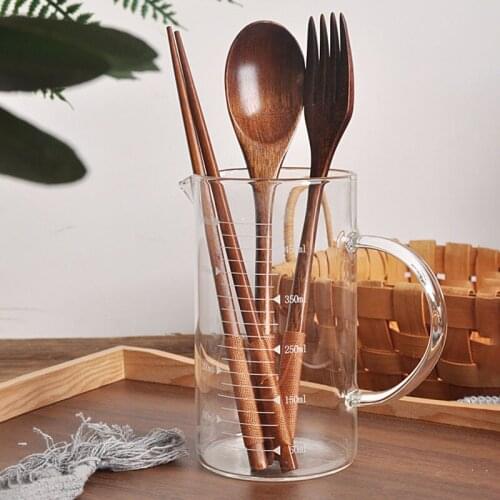 3-Piece Set Korean Wooden Portable Tableware Fork Spoon Chopsticks For Outdoor Camping Picnic GQ