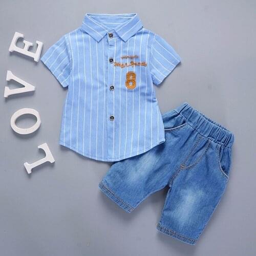 New Hot Summer Baby Boys Girls Clothes Infant Casual Suits Shirt Shorts 2Pcs/Sets Gentleman Style Kids Lapel Children Tracksuit