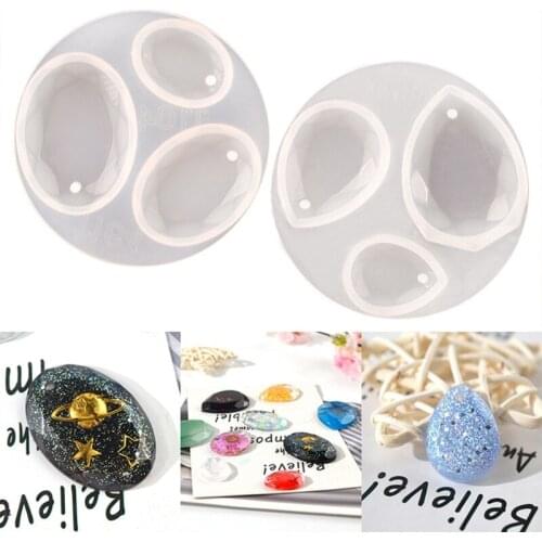 2Pcs Oval Water Drop Pendant Epoxy Resin Mold Earrings Necklace Keychain Silicone Mould DIY Craft Jewelry Ornament Casting Tool