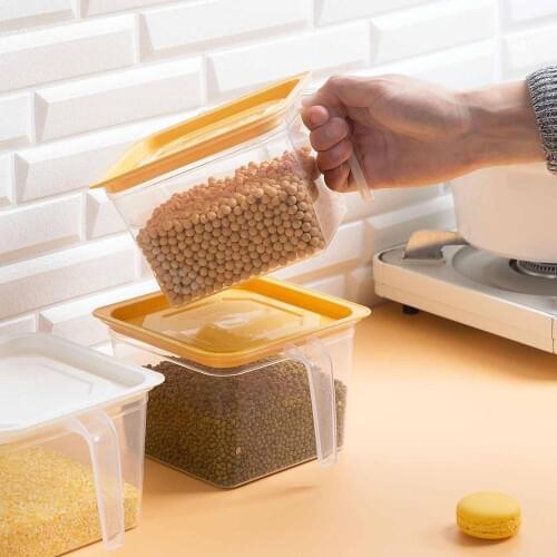Clear Plastic Food Containers With Handle Covered Refrigerator Fruit Container Household Sealed Miscellaneous Grains Storage Box