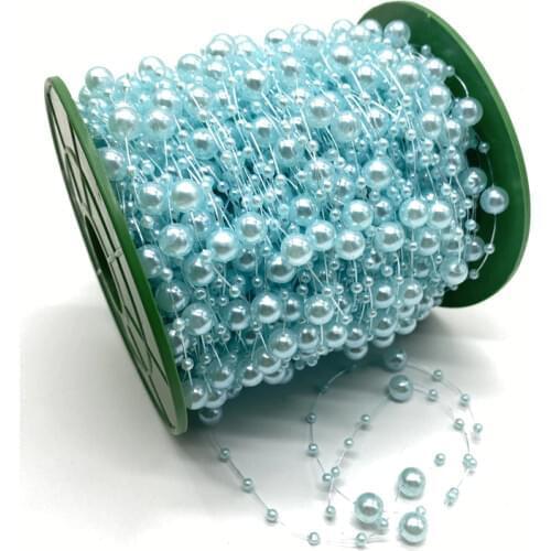 5Yards 3+8mm Fishing Line Artificial Pearls Flower Beads Chain Garland Flowers Wedding Party Decoration Diy Accessories #S10s13