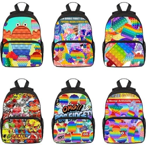 2021 New 3D Print POP it Backpack Women Travelbags Cartoon Pattern Rucksack hot game Boys Girls Funny SchoolBag Children Bookbag
