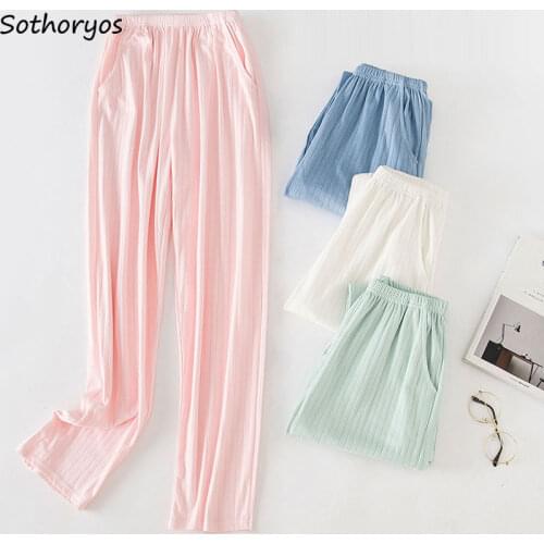 Sleep Bottoms Women Plus Size M-3XL Pockets Soft Sleepwear Females Homewear Casual Lounge Wear Cotton Pajama Pants Loose Cozy