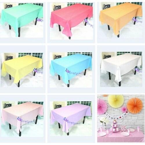 Tablecloth Table Cover 137*274cm Rectangle Party Theme Linen New Solid Plastic Waterproof Table Cloth 5 Colors Decoration Cover