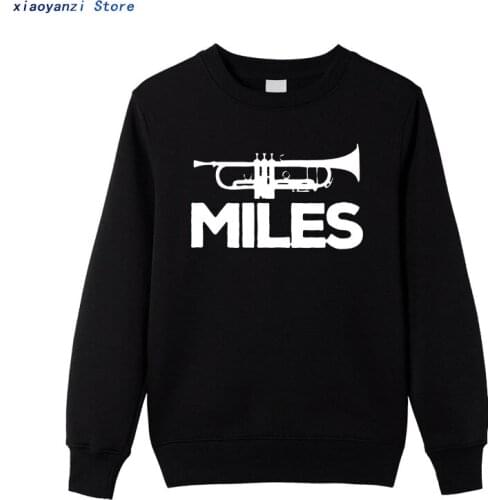 NEW Miles Davis Trumpet Logo Printed Sweatshirts Men Stylish Mens hoodies Round Collar sweatshirt Cotton pullovers For Unisex