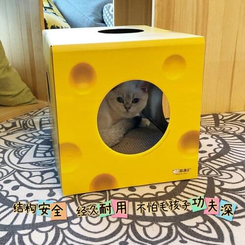 Cheese house Scratch Board Pad Grinding Nails Interactive Protecting Furniture Pet Cat Toy Large Size Scratcher Toy Cardboard