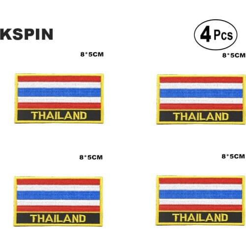 Thailand Rectangular Shape Flag Iron on Saw on Patches Embroidered Flag Patches National Flag Patches for Clothing