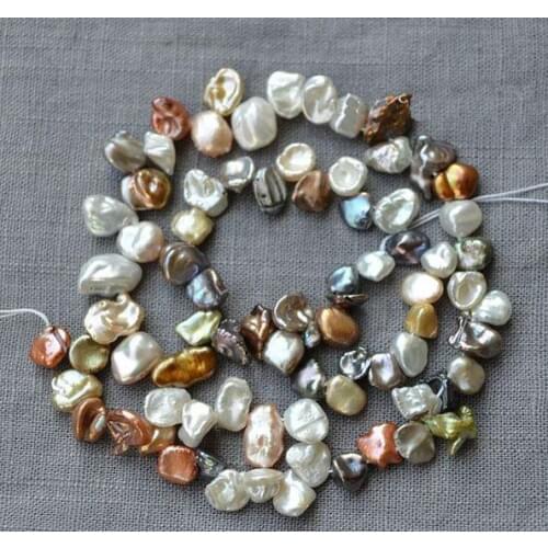 Unique Pearls jewellery Store Freshwater Pearl Loose Beads Keshi Pearl Top Drilled Multicolor 7-8mm One Full Strand YLS1-005