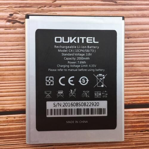 For Oukitel C4 Battery High Quality 2000mAh (1ICP4/58/73) 3000mAh OUKITEL C8 Mobile Phone Battery