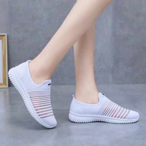 Shoes for Women Sneakers Summer Fashion Hollow Breathable Mesh Womens Training Shoes A Pedal Flying Woven Cloth Shoes