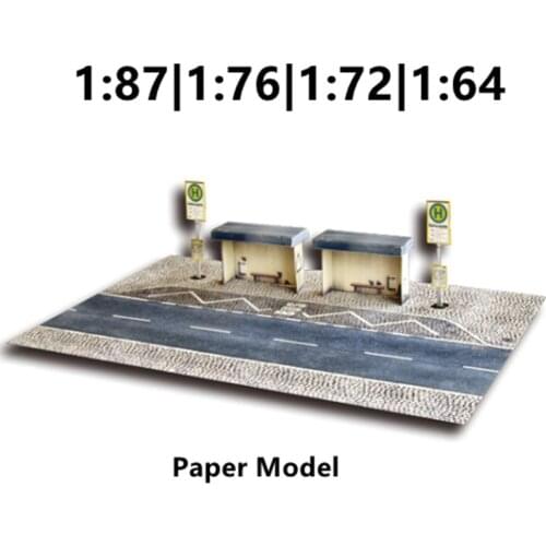 1:87/76/72/64 Scale Handmade Bus Station Scene Model Train Sand Table Model