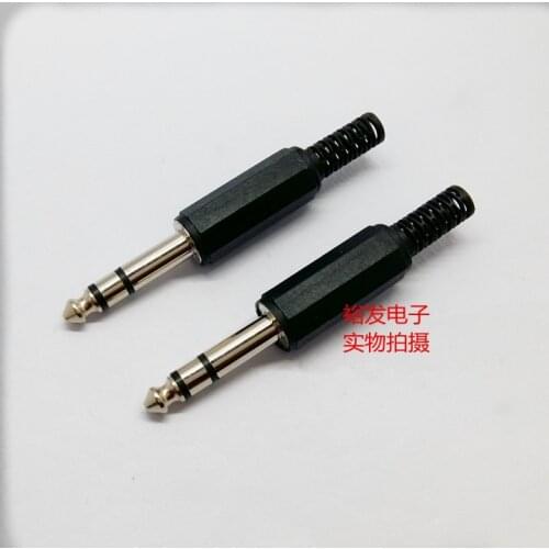 100pcs 6.35 stereo audio amplifier microphone plug 6.5 audio connector microphone plug plastic connector