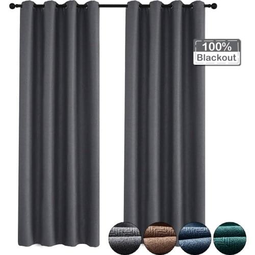 100% Blackout Curtains For Living Room Linen Thermal Insulated Window Curtain Solid Noise Reducing Drapes Full Shading Curtains