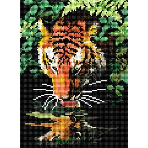5D DIY Diamond Painting"Drinking Tiger" Animal Embroidery Full Square Diamond Cross Stitch Rhinestone Mosaic Painting Decor Gift