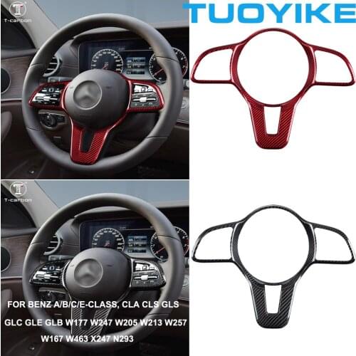Car Real Carbon Fiber Steering Wheel Trim Cover Decorative Sticker For Mercedes BENZ A/B/C/E Class W177 W247 W205 W213 C257 W167