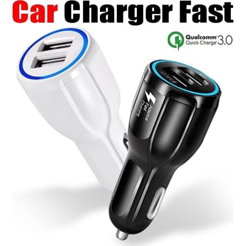 Car Charger Dual USB Quick Charge 3.0 Fast Charger for iPhone Samsung Tablet Travel Adapter Charger