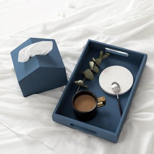 SWEETGO Morandi color wood trays handmade rectangle cake tools home decoration accessories perfume/makeup/jewelry storage