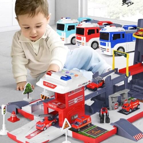 Kids Railway Racing Tracks Model Car Toy Large Size Container Truck Assemble Parking Lot Tracks Rail Car Toys For Children